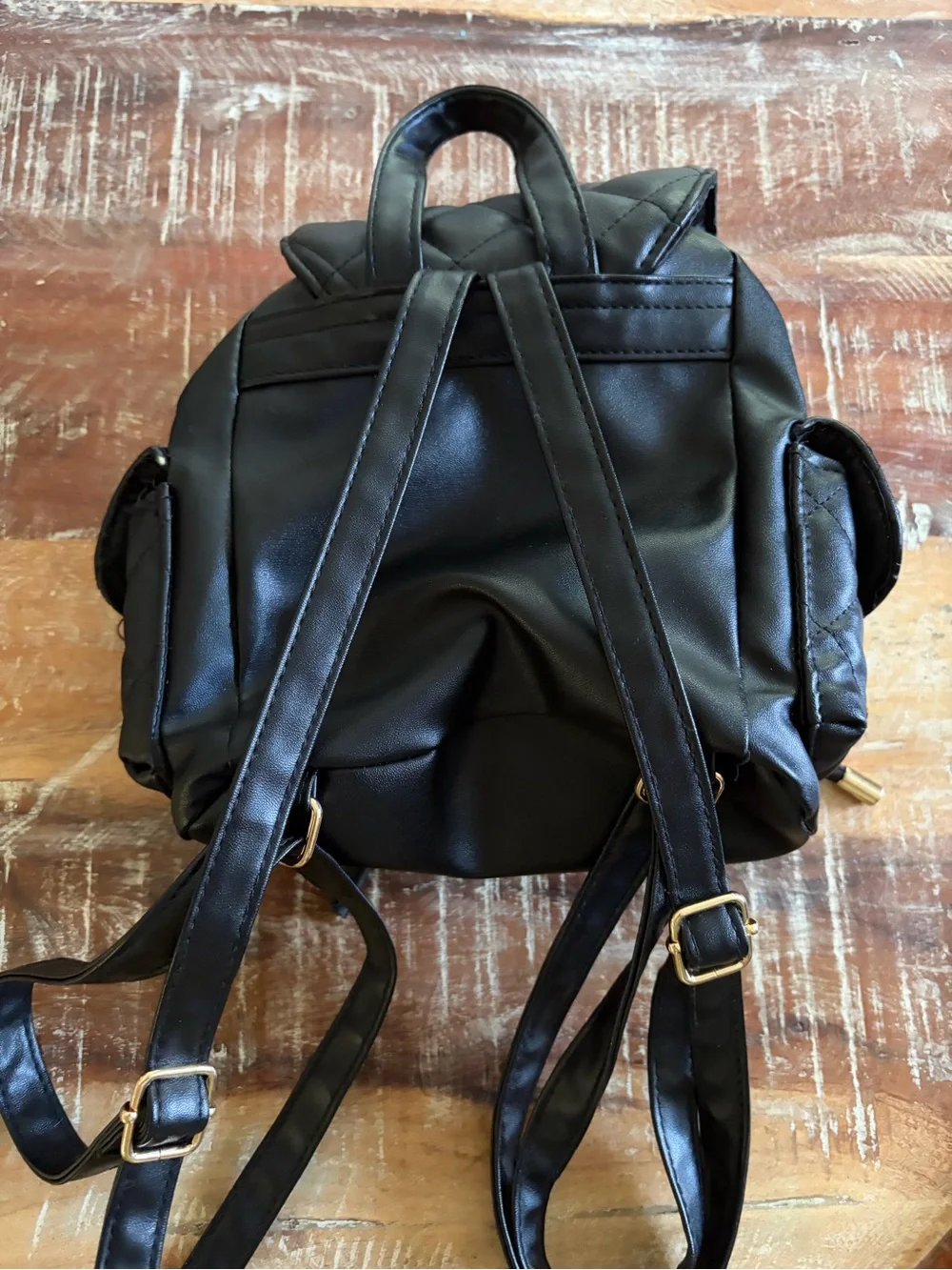 Claire's Quilted Black Mini Backpack with Pearl Charm